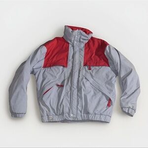 Vintage 80s Woolrich Puffer Overcoat Jacket Made in USA Size Mens M Colorblock